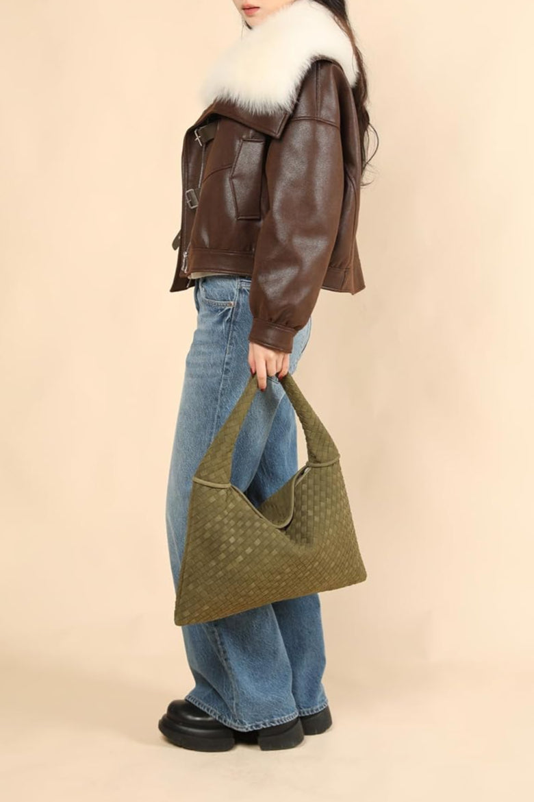 Large Woven Suede Bag Tory