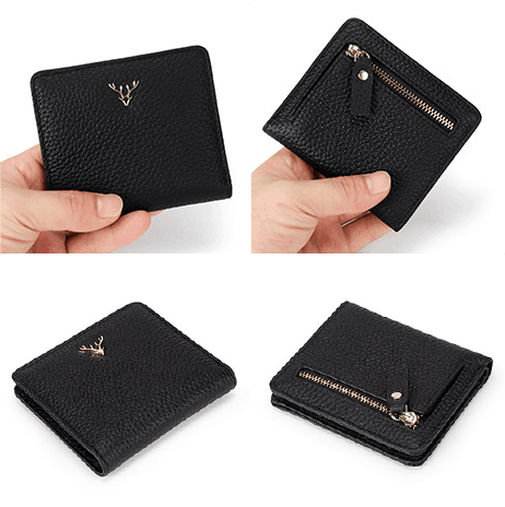 Women's Compact Genuine Leather Wallet - Roseli