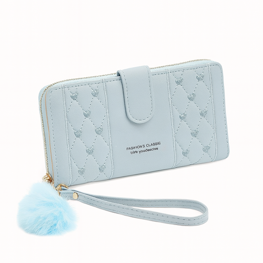 Women's Embroidered Puffer Leather Wallet - Lilie