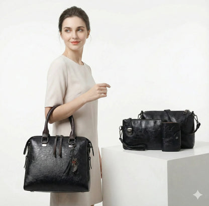 Premium Leather Kit - Bag + Wallet + Clutch + Complimentary Pouch