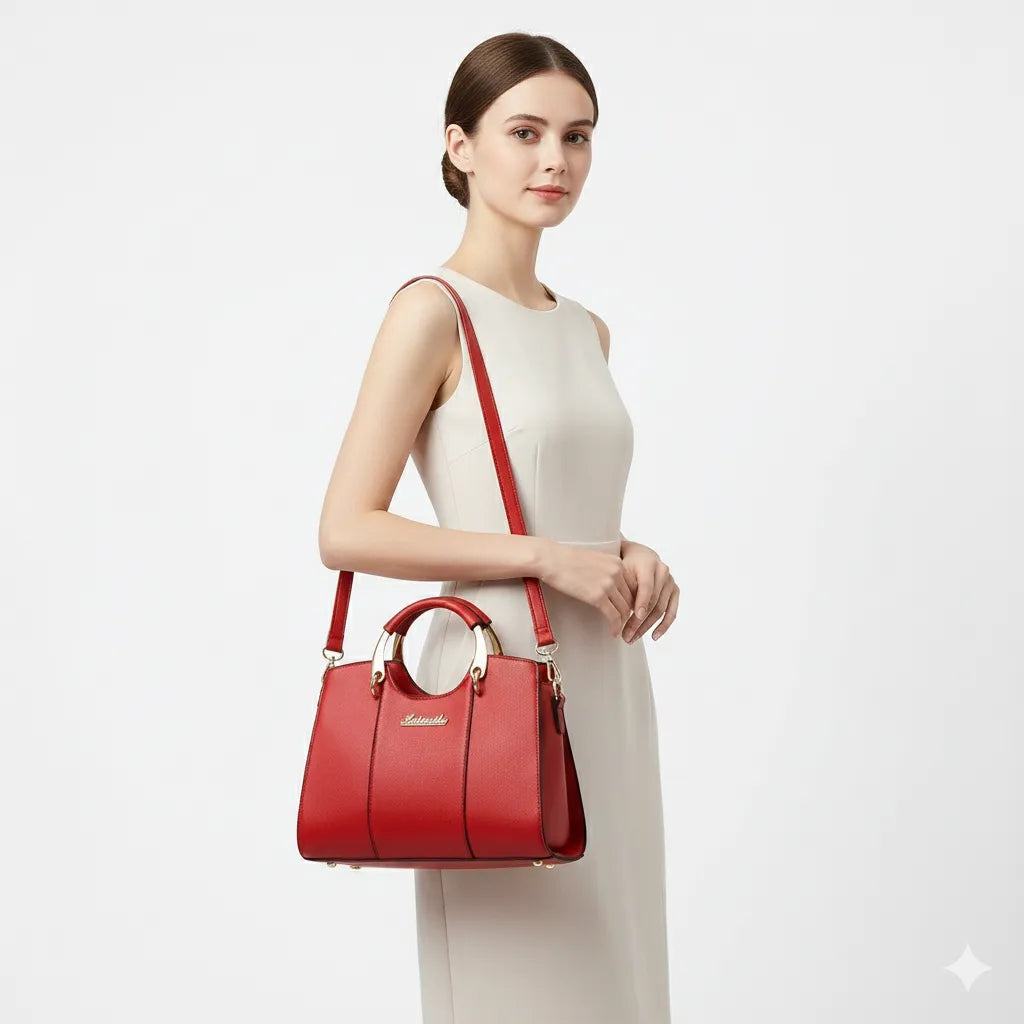 Luxurious Women's Leather Crossbody Bag - Atena