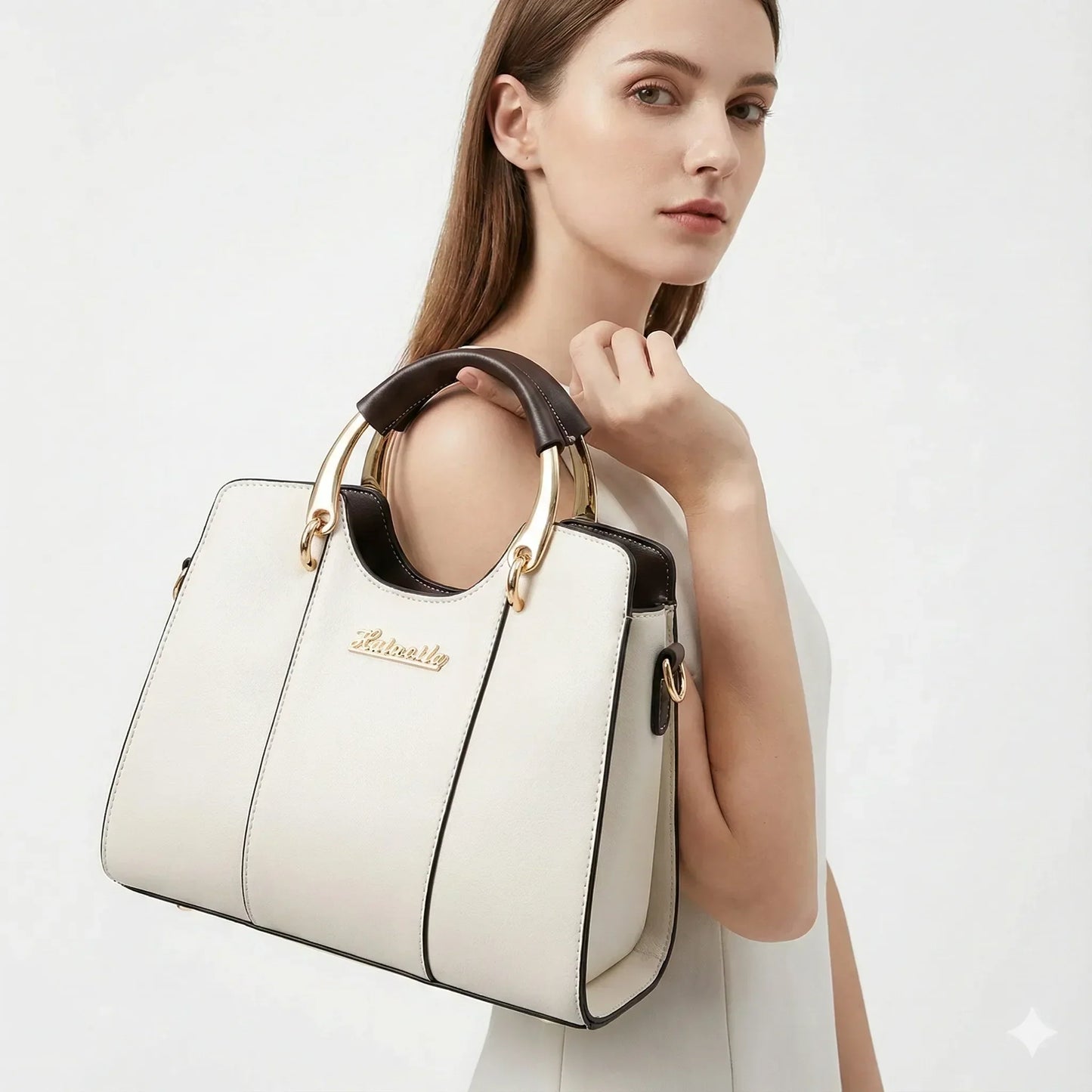 Luxurious Women's Leather Crossbody Bag - Atena