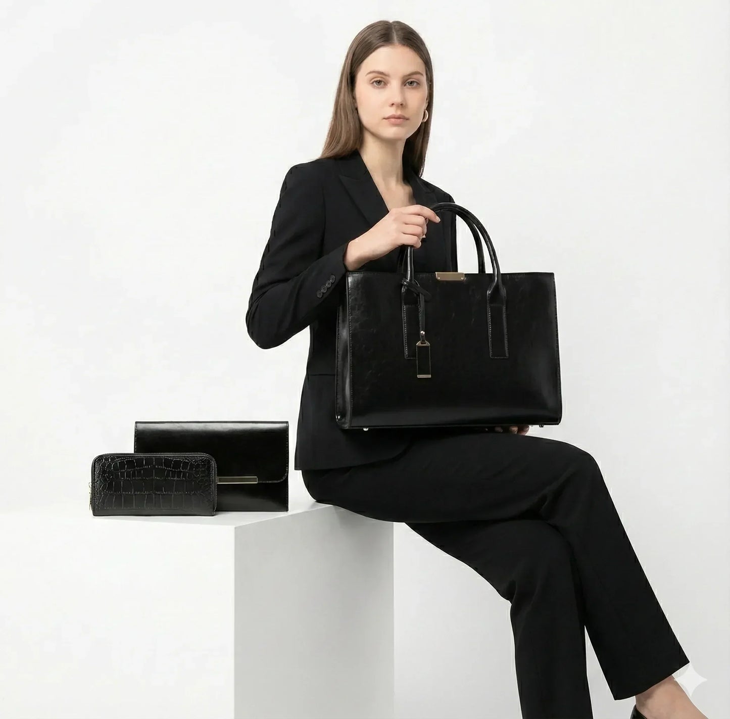 Leather Set Bag + 2 Wallets - Zayna