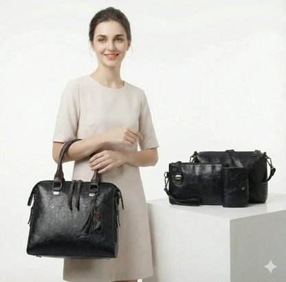 Premium Leather Kit - Bag + Wallet + Clutch + Complimentary Pouch
