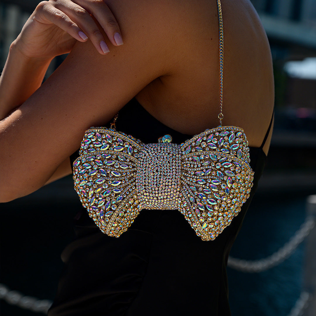 Bianca Bow Rhinestone Clutch Bag