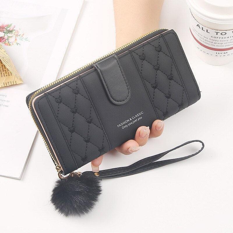 Women's Embroidered Puffer Leather Wallet - Lilie