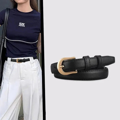 Women's Genuine Leather Belt - Noir