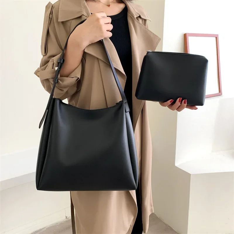Leather Bag + Pouch - Glass