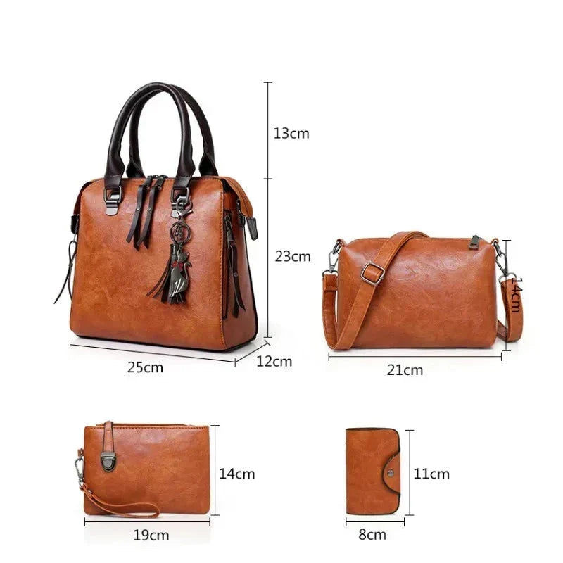 Premium Leather Kit - Bag + Wallet + Clutch + Complimentary Pouch