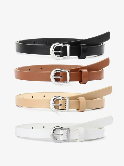 Women's Set of 4 Genuine Leather Belts - Aurora