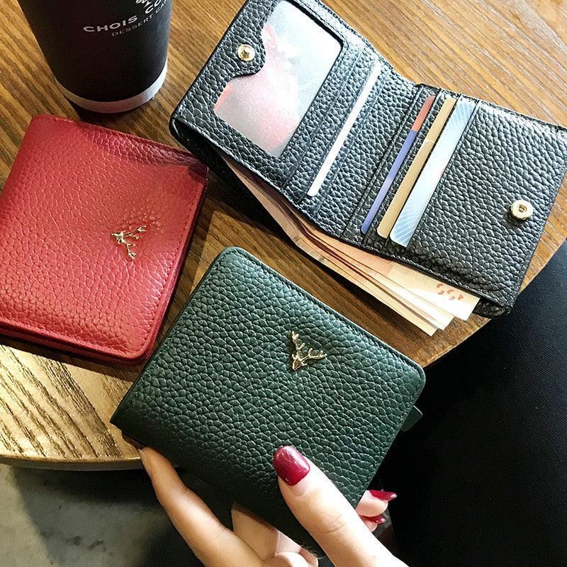 Women's Compact Genuine Leather Wallet - Roseli