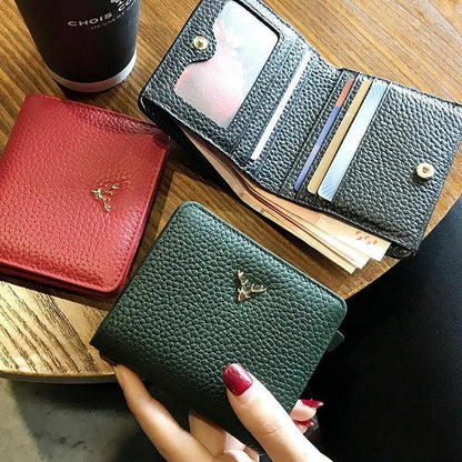 Women's Compact Genuine Leather Wallet - Roseli