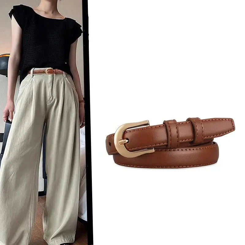 Women's Genuine Leather Belt - Noir