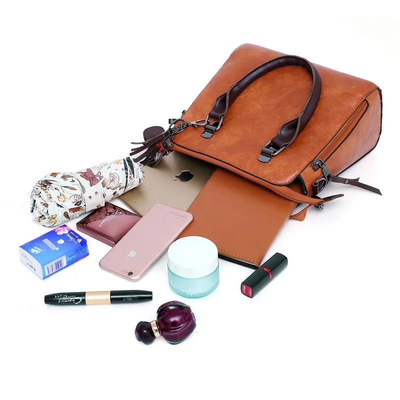 Premium Leather Kit - Bag + Wallet + Clutch + Complimentary Pouch
