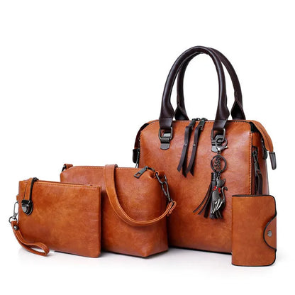 Premium Leather Kit - Bag + Wallet + Clutch + Complimentary Pouch