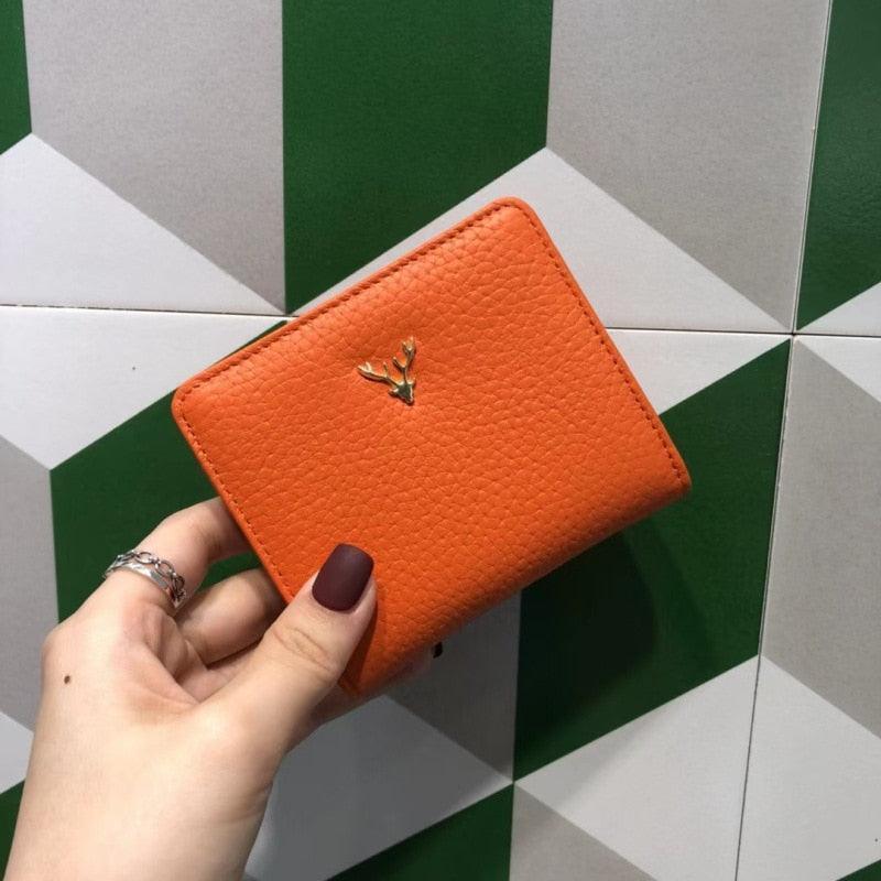 Women's Compact Genuine Leather Wallet - Roseli