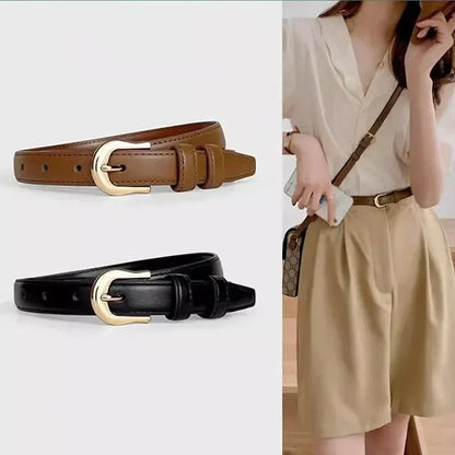 Women's Genuine Leather Belt - Noir