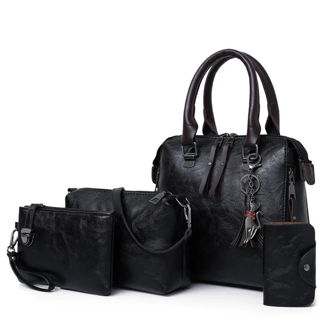 Premium Leather Kit - Bag + Wallet + Clutch + Complimentary Pouch