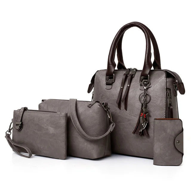 Premium Leather Kit - Bag + Wallet + Clutch + Complimentary Pouch